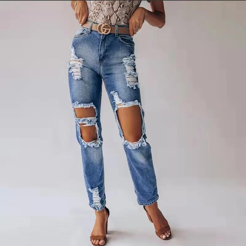 New jeans womens middle waist versatile new slim wash small foot pants long pants